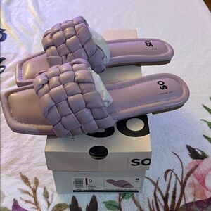 SO Women's Lavender Woven Slide Sandals